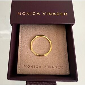 Monica Vinader Octagon Stacking Ring, 18 Karat Gold Vermeil, Size 7, NWT
